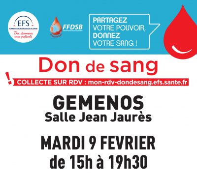 Don du sang : rendez-vous le 9 février